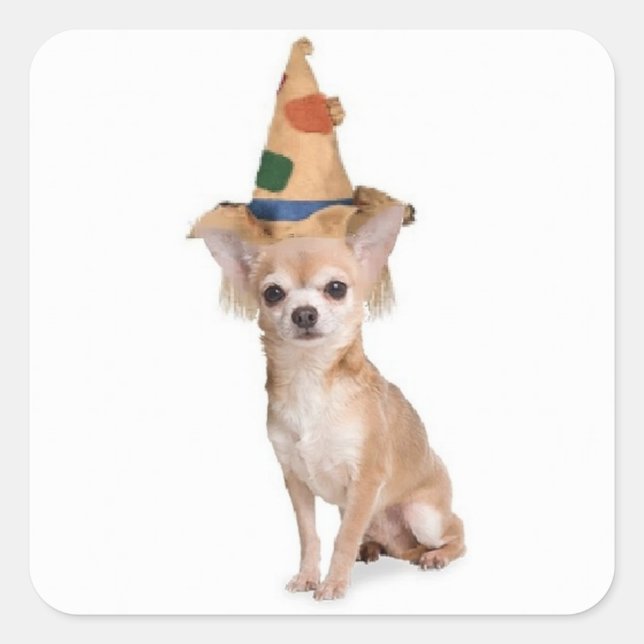 Adesivo Quadrado Ditzy Dogs~Autocolante~Chihuahua~Halloween (Frente)