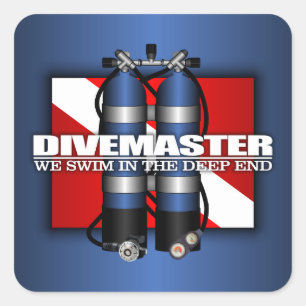 Adesivo Quadrado Divemaster (Tanques Scuba)
