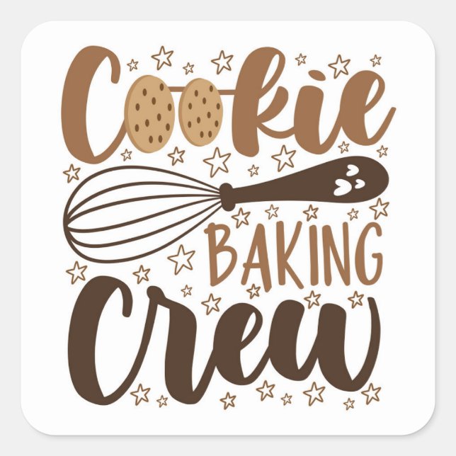 Adesivo Quadrado Diversão Cookie Baking Crew Design (Frente)