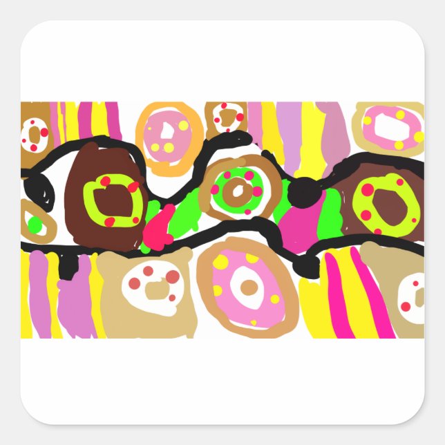 Adesivo Quadrado Diversão Donuts (Frente)
