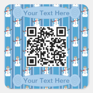 Adesivo Quadrado Diversão e Rico Blue Snowman Detetive QR Code