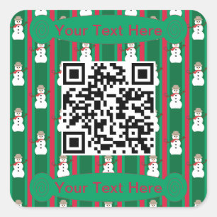 Adesivo Quadrado Diversão e Rico Natal Snowman Detetive QR Code