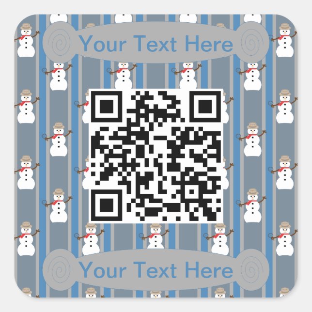 Adesivo Quadrado Diversão e Rico Snowman Detetive QR Code (Frente)