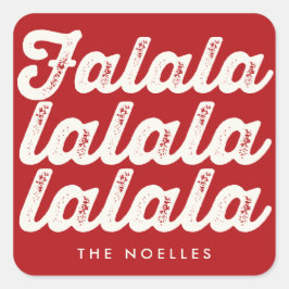 Adesivo Quadrado Diversão Falalalala Script Negrito Vermelho Férias
