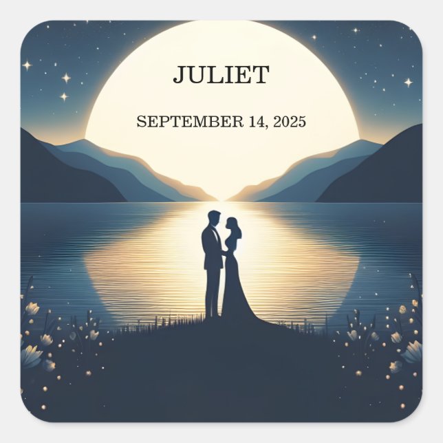 Adesivo Quadrado Diversão na Montanha à Beira do Lago Chás de Noiva (Frente)