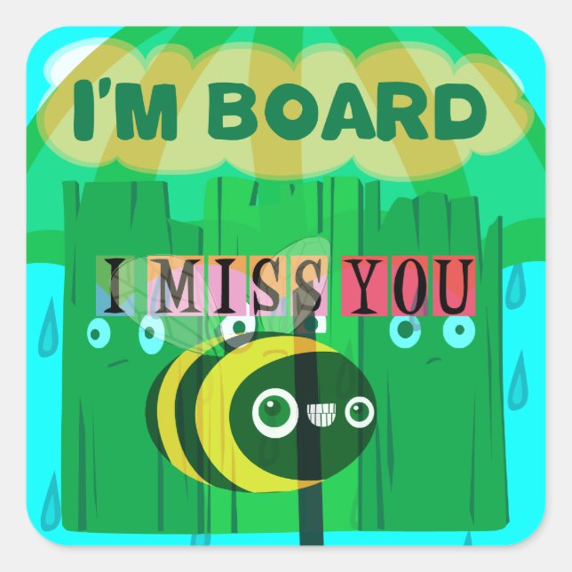 Adesivo Quadrado Diversão Rainy Day: Uma Perspectiva de Abelha. "Eu (Frente)