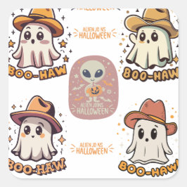 Adesivo Quadrado Diversão Spooky: Conjunto de Vinhetas do Halloween