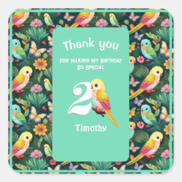 Adesivo Quadrado Diversão Tropical: Agradecimento Personalizado de