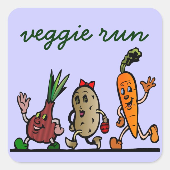 Adesivo Quadrado diversão vegetariana (Frente)