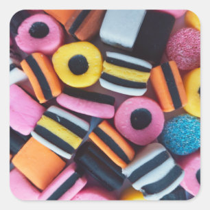 Adesivo Quadrado Divertido, colorido, Licorice   Licorice Allsorts 