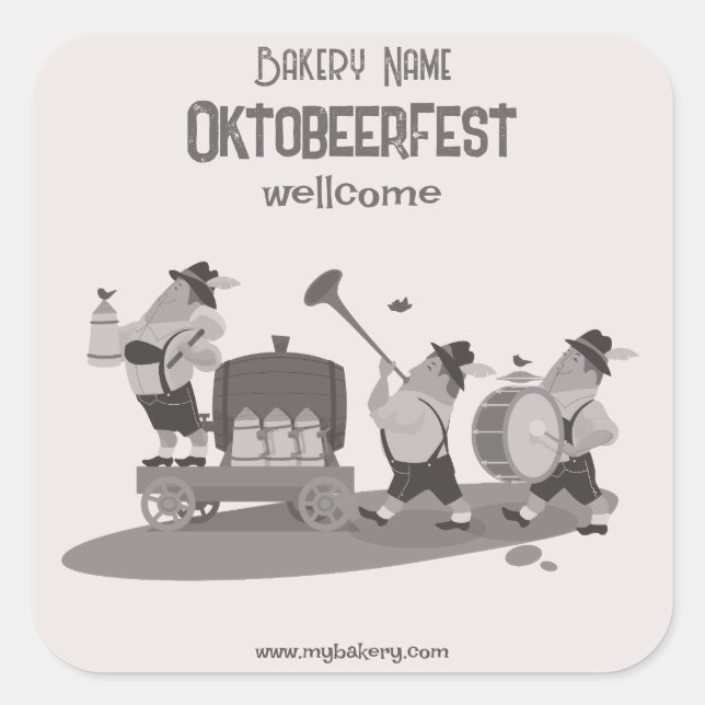 Adesivo Quadrado divertido Músico bávaro convidado para Oktoberfest (Frente)