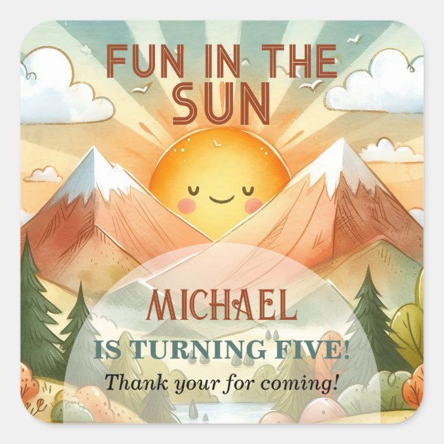 Adesivo Quadrado Divertimento na festa do Aniversário de criança do (Frente)