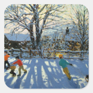 Adesivo Quadrado Divertimento na neve Tideswell Derbyshire