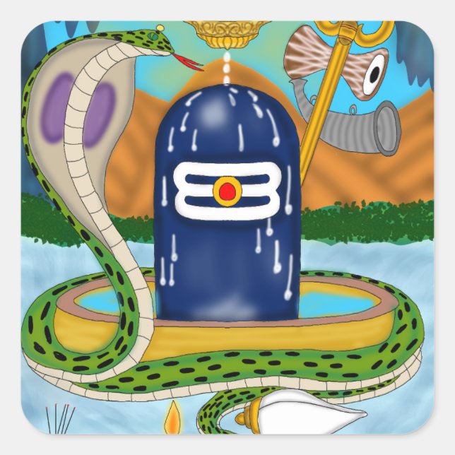 Adesivo Quadrado Divine Shivlingam Stickers – Sacred Lord Shiva Art (Frente)