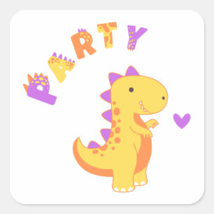 Adesivo Quadrado Divirta-se com um partido Dino-Mite!