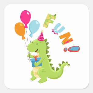 Adesivo Quadrado Divirta-se com um partido Dino-Mite!