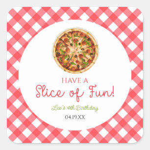 Adesivo Quadrado Divirta-Se! Festa de aniversário de pizza