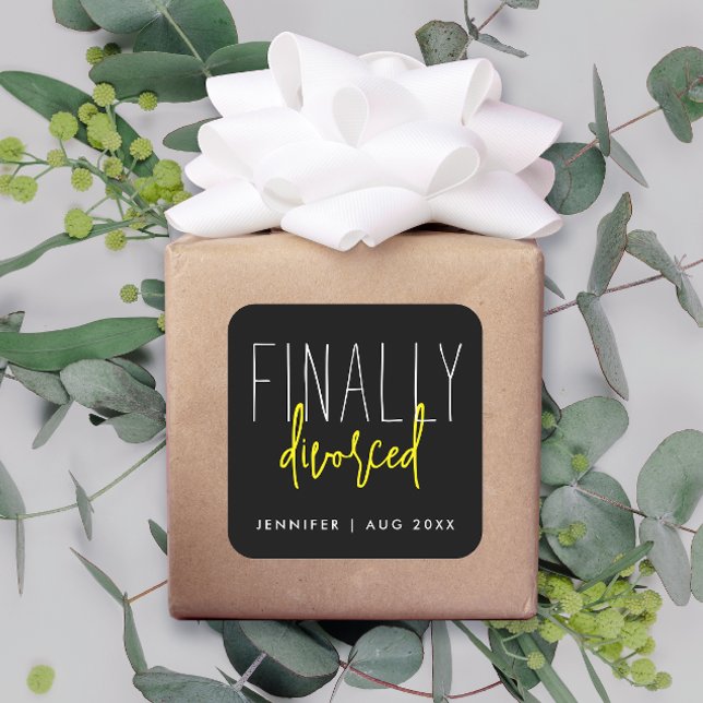 Adesivo Quadrado Divorciado Finalmente Humor Separação Simples Lega (Criador carregado)