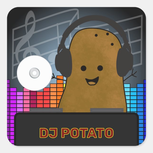 Adesivo Quadrado DJ Potato Personalizado (Frente)