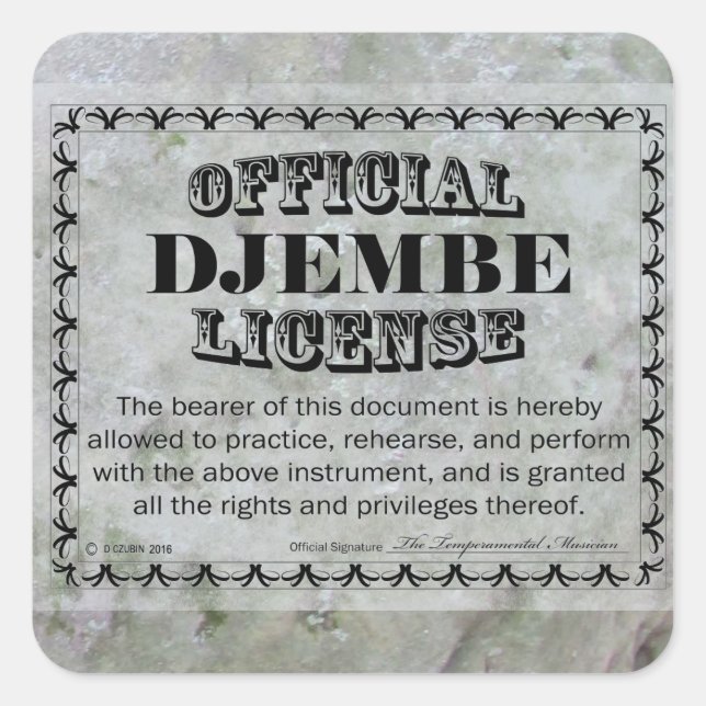 Adesivo Quadrado Djembe License Square Sticker (Frente)
