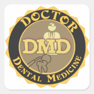 ADESIVO QUADRADO DMD DOCTOR DO LOGOTIPO DE MEDICINA DENTAL