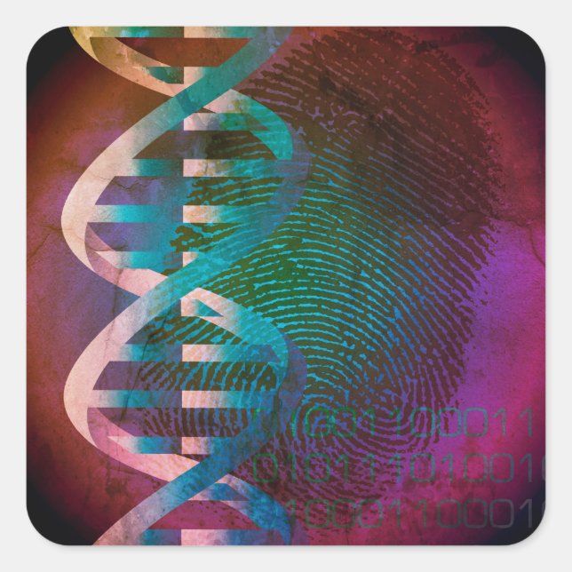 Adesivo Quadrado DNA Fingerprint Art Medical Science (Frente)