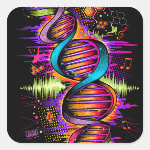Adesivo Quadrado DNA musical