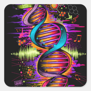 Adesivo Quadrado DNA musical
