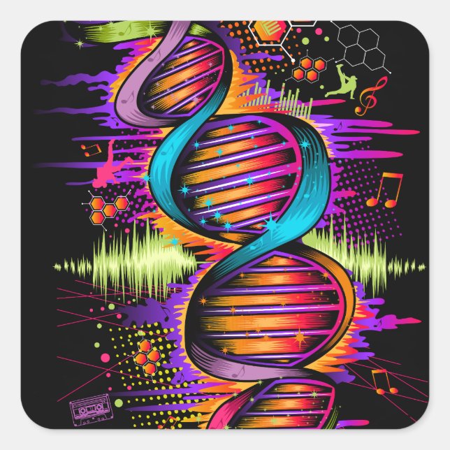 Adesivo Quadrado DNA musical (Frente)