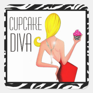 Adesivo Quadrado Do "DIVA cupcake "