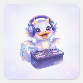 Adesivo Quadrado do DJ Dragon Fofo