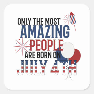 Adesivo Quadrado Do nascer o 4 de julho pessoas do Dia da