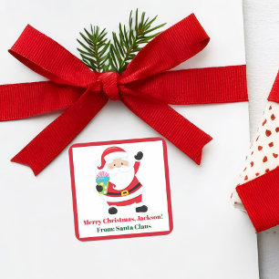 Adesivo Quadrado Do presente de Natal para Crianças Personalizadas