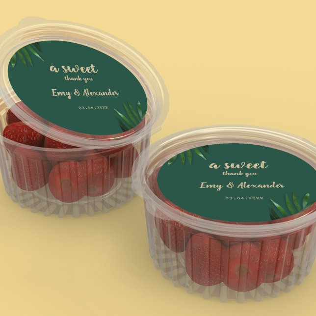 Adesivo Quadrado do Tema do Ouro Verde Rico (use these stickers to thank your guests by sticking them on your return gifts)