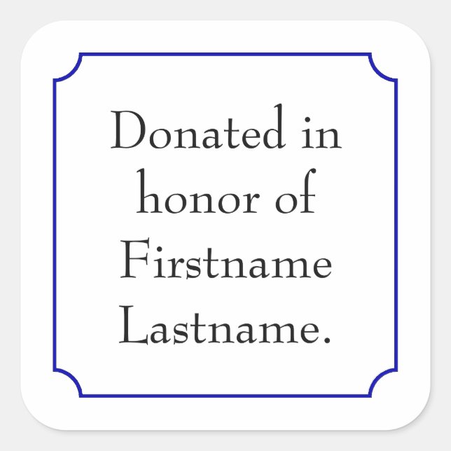 Adesivo Quadrado Doado em honra de Modelo (Frente)