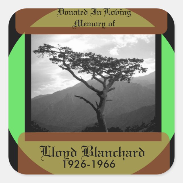 Adesivo Quadrado Doado em memória de (Frente)