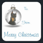 Adesivo Quadrado Doberman Christmas Gift Stickers<br><div class="desc">Estes palitos de Natal são perfeitos para qualquer amante do Doberman Pinscher.</div>