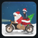 Adesivo Quadrado Doberman Dog Christmas Papai Noel<br><div class="desc">Um Papai Noel andando de bicicleta entregando a árvore de Natal e o cachorro Doberman como presente é uma ideia perfeita de presente de Natal para alguém que ama essa raça de cachorro.</div>