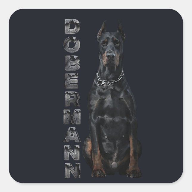 Adesivo Quadrado Doberman Pinscher (Frente)