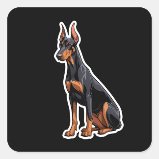 Adesivo Quadrado Doberman Pinscher