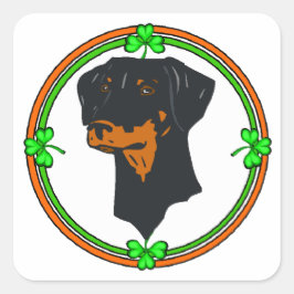 Adesivo Quadrado Doberman Pinscher St Patricks