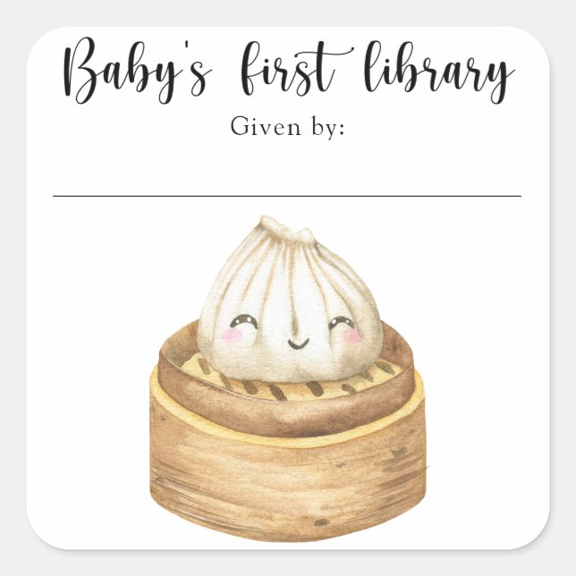 Adesivo Quadrado dobramento de aquarela - primeira biblioteca do be (Frente)