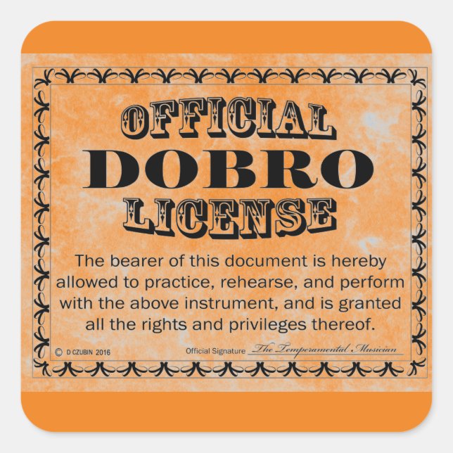 Adesivo Quadrado Dobro License Square Sticker (Frente)