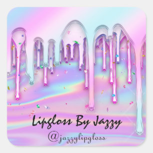 Adesivo Quadrado Doce 16ª unidade azul rosa - Unicórnio