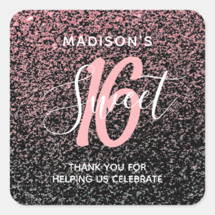 Adesivo Quadrado Doce 16 Lente Rosa Esbranquiçada Rosa Muito Obriga