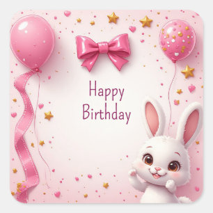 Adesivo Quadrado Doce Coelhinho Bebê Aniversário 🐰