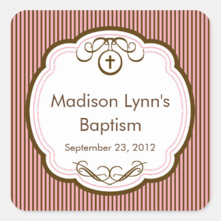 Adesivo Quadrado Doce Cruz Em Frame Baptism Favorece Seal