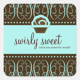 Adesivo Quadrado Doce de Swirly de turquesa 311 demasiado