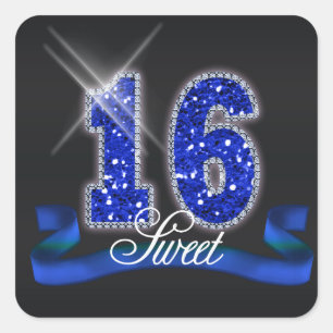 Adesivo Quadrado Doce Dezesseis Sparkle Blue ID118