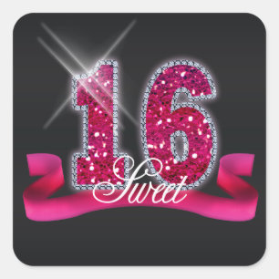 Adesivo Quadrado Doce Dezesseis Sparkle Pink ID117